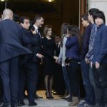 King Felipe and Queen Letizia met with Spanish students on April 27th at a memorial service in Barcelona's Sagrada Familia for the victims of Germanwings flight 4U9525. The Spanish students had been hosting a class of German exchange students, all of whom perished in the crash. Photo: Josep Lago/AFP
