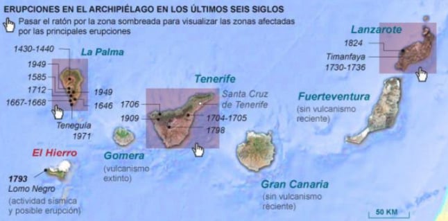 volcanic eruptions canary islands history 