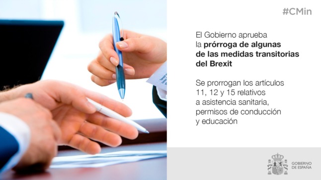 The Spanish government's announcement of the extension until December 31st of UK driving licence validity, as well as other transitional measures such as reciprocal health assistance and access to universities for the next academic year.