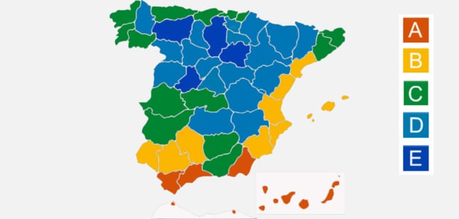 Spain's climate zones according to the Technical Building Code. Source: CTE